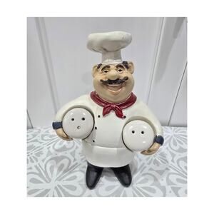 Chef Figurine Salt & Pepper Shaker Holder – 7.5" Tall